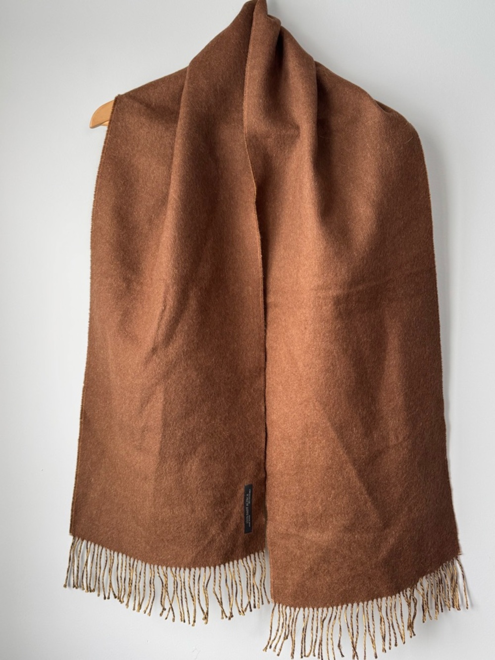 100% Alpaca Brown Fringe Scarf